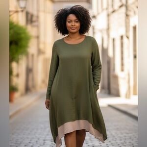 Anself  Martini Olive Green plus size Women's Casual Tunic dress in size 5x
